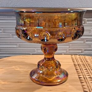 Vtg Marigold Carnival Indiana Glass Wedding Bowl King's Crown Thumb Candy Dish